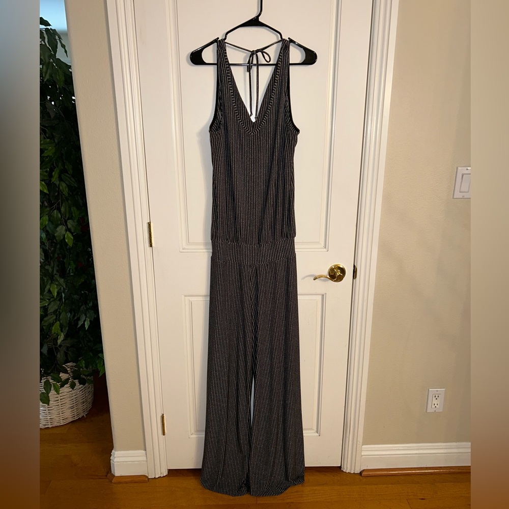 Viereck Women’s Blue and White Stripe Jumpsuit Size XL